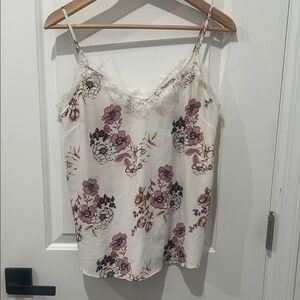 Naked Zebra Floral Camisole‎ with Lace Trim, Size Small